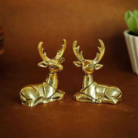 Ekhasa 100% Pure Brass Deer Showpiece for Home Decor Living Room Decor ...