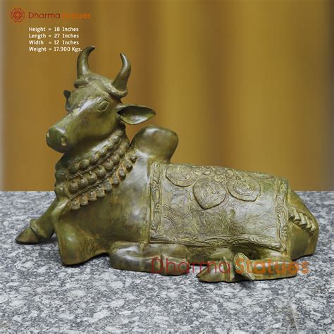 Brass Nandi, Antique Green Finish, 18" – Dharma Statues