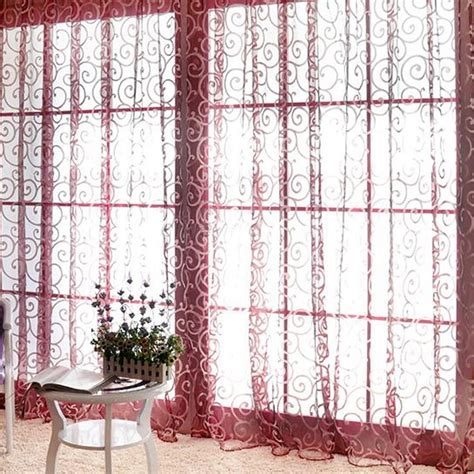 Buy Prosperveil Crushed Velvet Vine Design Voile Curtain Pencil Pleat ...