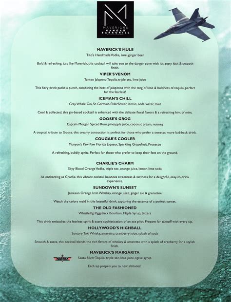 Drink Menu | Mavericks Hangar Bar & Grill