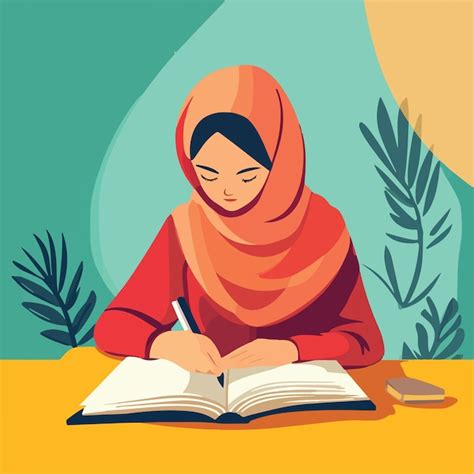 Vibrant vector illustration of a muslim writer vector illustration ...