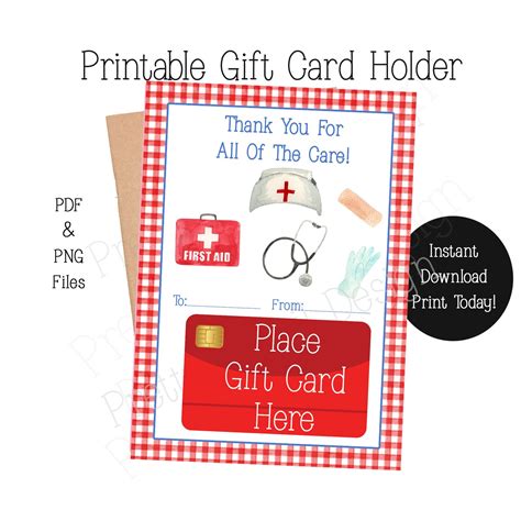 PRINTABLE School Nurse Thank You Gift Card Holder, Gift for Nurse School Nurse Appreciation ...