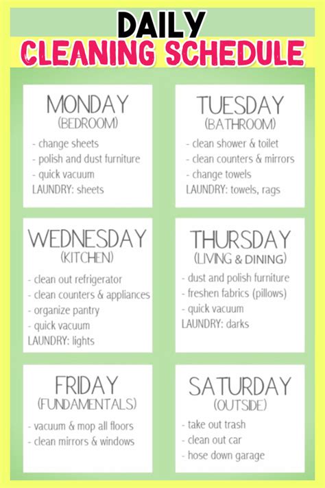House Cleaning Chart Printable Free