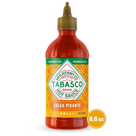 Tabasco Salsa Picante, Hot Sauce, 8.6 fl oz Regular Plastic Bottle ...