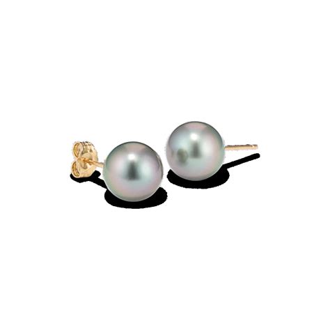 9mm Peacock Cultured Tahitian Pearl Studs | Shane Co.