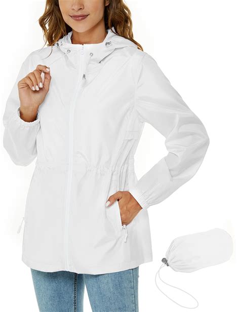 Avoogue Womens Raincoat Waterproof Rain Jacket Lightweight Packable ...