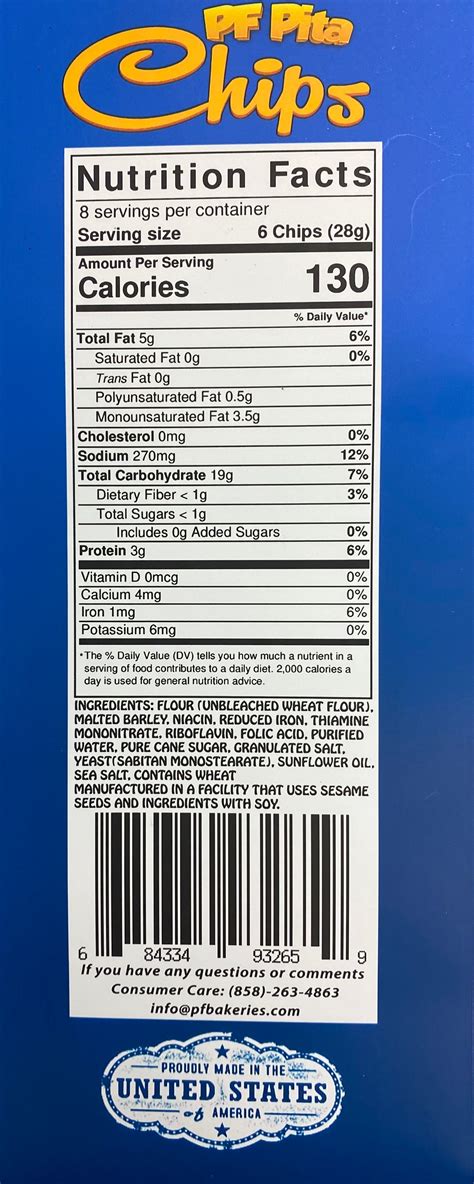 Pita Chips Nutrition Facts at Eunice King blog