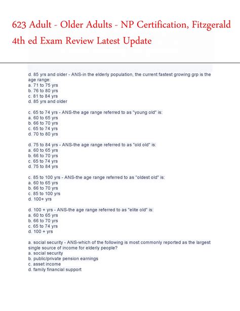 623 Adult - Older Adults - NP Certification, Fitzgerald 4th ed Exam ...