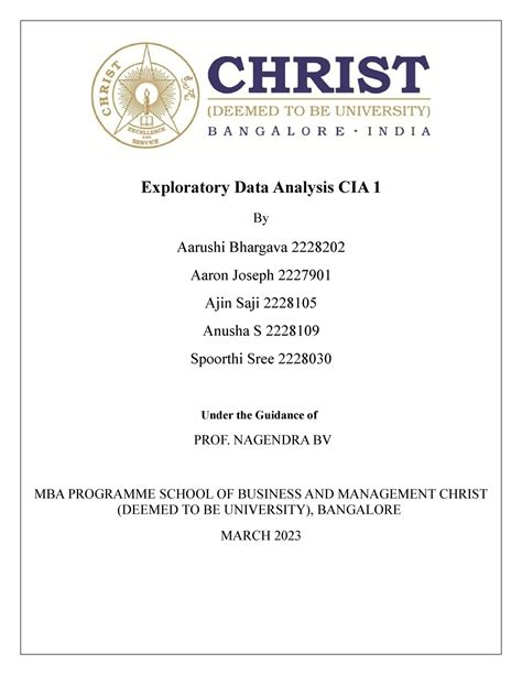 EDA CIA 1 Final - none - Exploratory Data Analysis CIA 1 By Aarushi ...