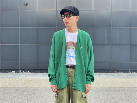 PENNEY’S THE FOX Acryl cardigan col Green ペニーズ アクリルカーディガン フォックス カーディガン ...
