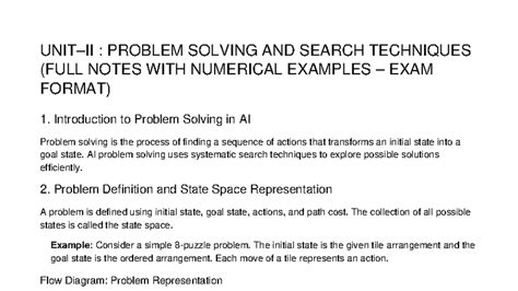 AI UNIT II FULL NOTES: PROBLEM SOLVING & SEARCH TECHNIQUES - Studocu