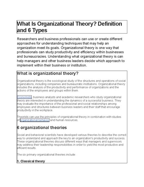 Image result for Organizational Theory Explained