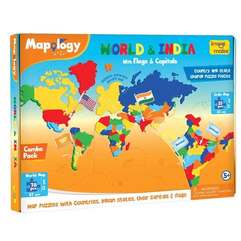 Imagimake Mapology Combo: Map Puzzle of India and World with Capitals ...