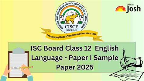 ISC Board Class 12 English Language - Paper I Sample Paper 2025 ...
