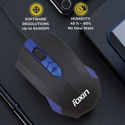 Mouse Foxin USB Smart Blue – Aashitech