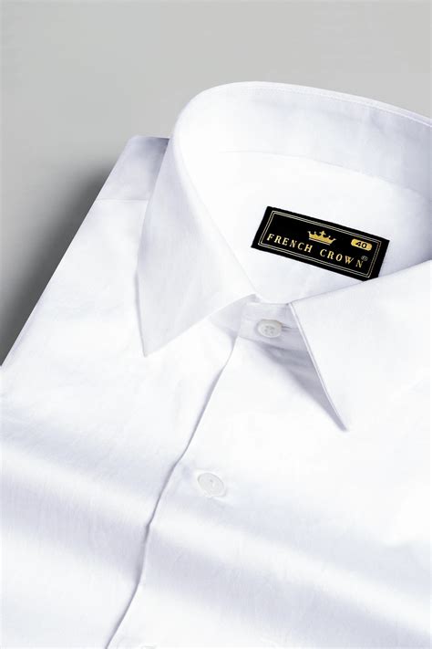 Bright White Formal Plain-solid Premium Cotton Shirt For Men