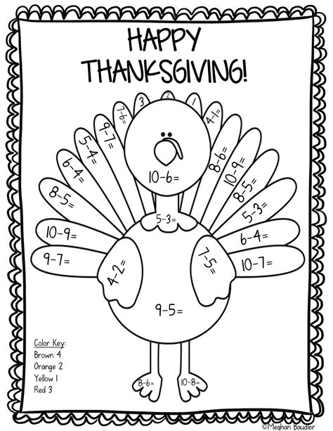 Turkey Color By Number Printable