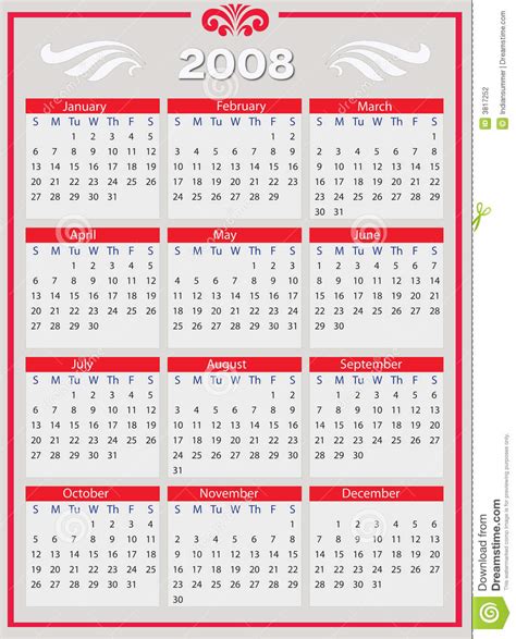 2008个日历向量年 向量例证. 插画 包括有 星期四, 可以, 纸张, 附注, 任意, 季节, 机构, 星期五 - 3817252