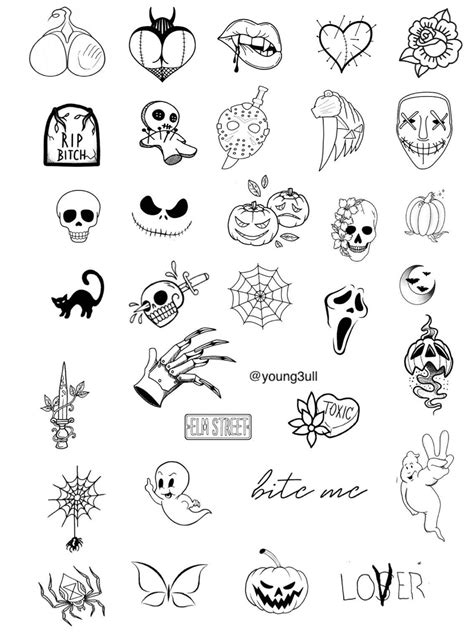 Spooky Season Flash Sheet | Scary tattoos, Cute halloween tattoos ...