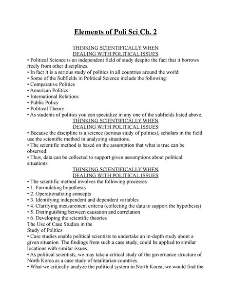 Elements POLI Studocu - Elements of Poli Sci Ch. 2 THINKING ...