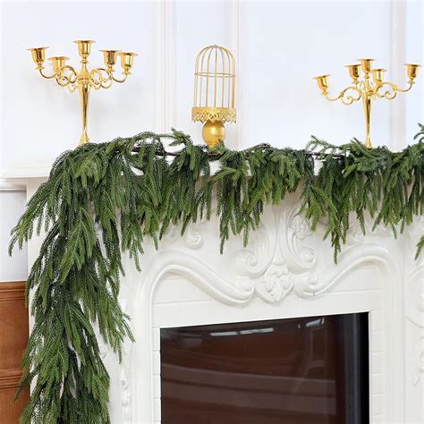 Norfolk Pine Garland - 9ft Artificial Christmas Garland Faux Greenery ...