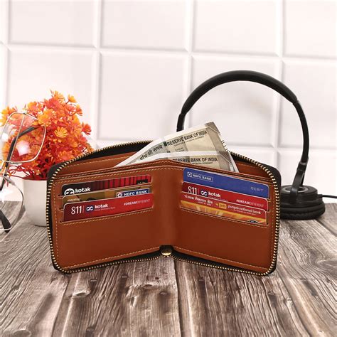 Personalized Tan Colour Unisex Wallet With Name & Charm