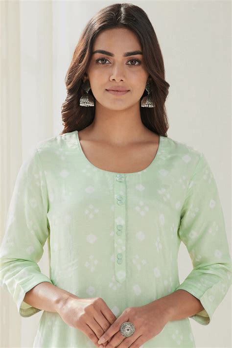 Buy Green Printed Straight Modal Kurta for Women | FGMK22-299 | Farida ...