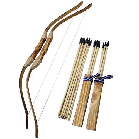 Buy Adventure Awaits - 2-Pack Handmade Wooden Bow and Arrow Set - 20 ...