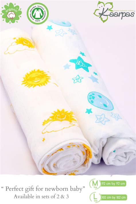 Sun & Moon print Organic Cotton soft absorbent Baby wrap swaddle – Kaarpas