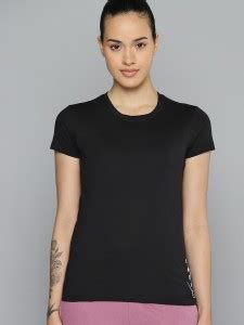 HRX by Hrithik Roshan Solid Women Round Neck Black T-Shirt - Buy HRX by ...