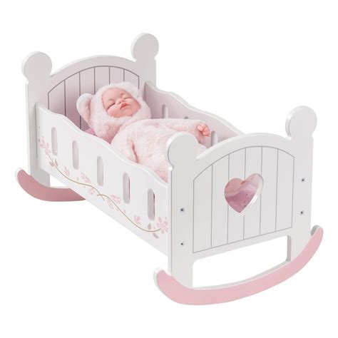 ROBUD Wooden Doll Cradle, Baby Crib Bed & Play Set for Kids, Fits Dolls ...