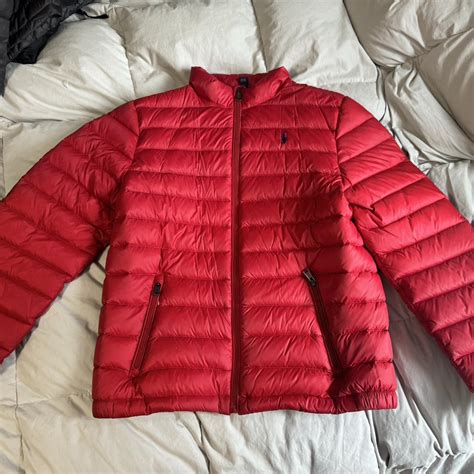 Boy Youth L (women s) red polo jacket, no tears or... - Depop