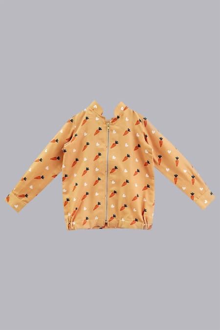 Buy Orange Rayon Carrot Print Bomber Jacket For Boys by Little Brats ...
