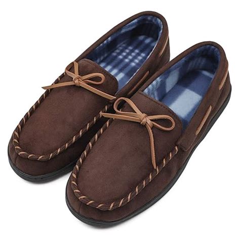 Buy Men's Moccasin Slippers Flannel Lined Light Weight Home House ...