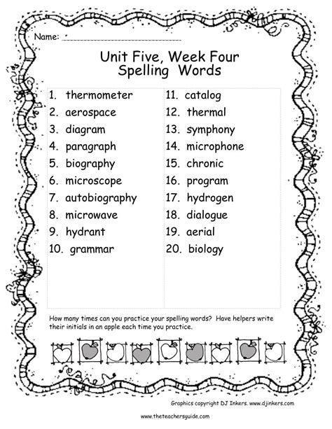 Spelling Words For 6th Grade