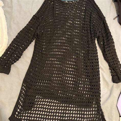 Black Crochet Beach cover up | Depop