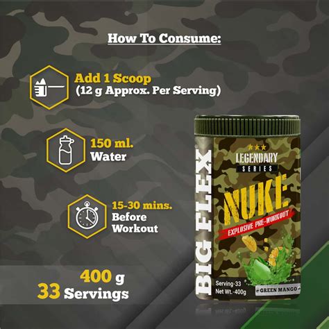 Buy BIGFLEX PRE-WORKOUT NUKE (GREEN MANGO) (400 GM) Online & Get Upto ...