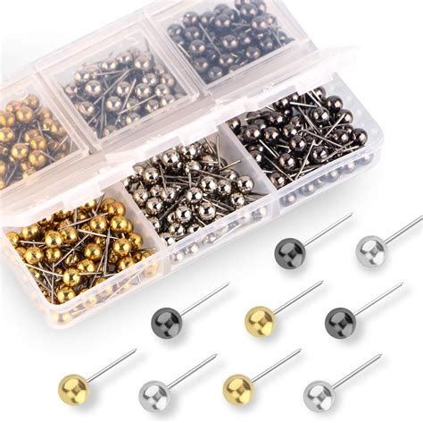 Buy Yalis Push Pins Map Tacks 18-Inch Retro Metallic Color Beads Head ...