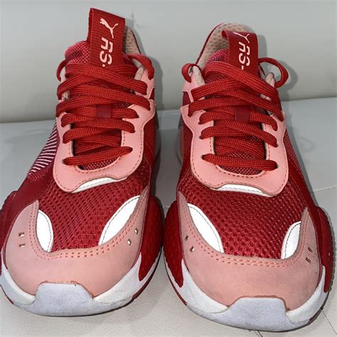 Puma Women's Pink and Red Trainers | Depop