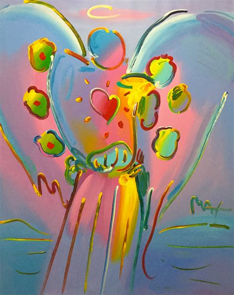 Peter Max Angel With Heart And See 2003 Unique 12x10 By Peter Max ...