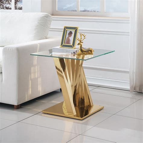 Amazon.com: Modern Glass End Table Luxury Gold Side Table with Spiral ...