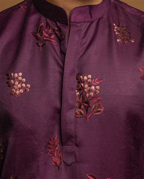 Classic Floral Silk Embroidered Kurta & Pajama Set – SHUBH HO