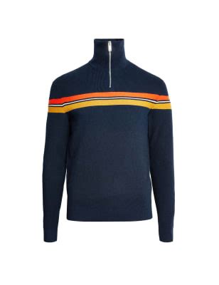 Striped Funnel Neck Half Zip Jumper