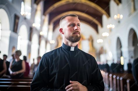 Premium Photo | Portrait of catholic priest in church Generative AI