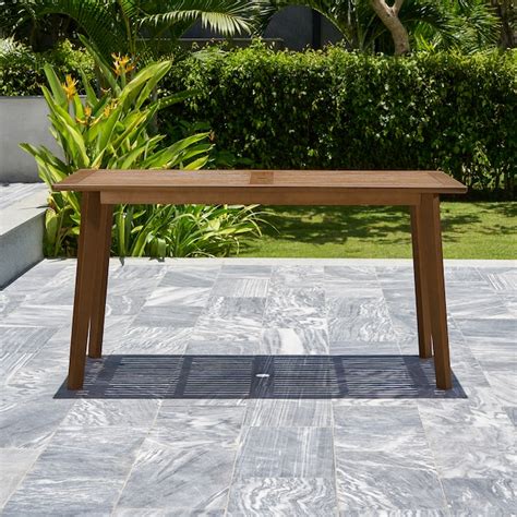Clihome Wood Patio Dining Table Rectangle Outdoor Dining 31-in W x 59 ...
