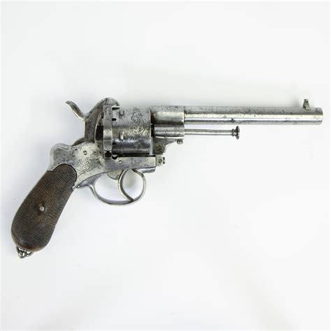 Lot - Large 12 mm engraved pen-fire revolver brandished by inventor ...