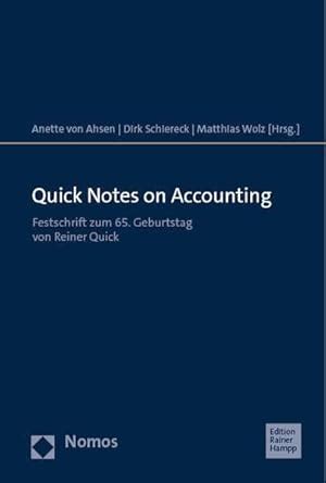 Buy Quick Notes on Accounting: Festschrift Zum 65. Geburtstag Von ...