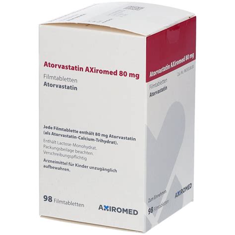ATORVASTATIN AXiromed 80 mg Filmtabletten Dose 98 St mit dem E-Rezept kaufen - Shop Apotheke