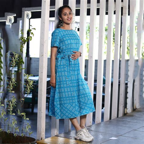 Rich Turquoise One Piece Midi Dress – Fashiana