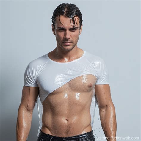 Wet T-Shirt Muscular Man | Stable Diffusion Online